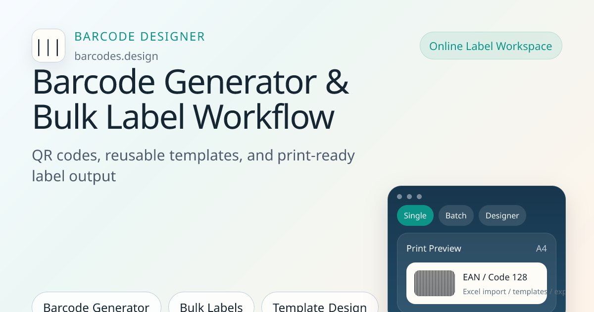 Barcode Generator, Bulk Label Maker & Template Designer